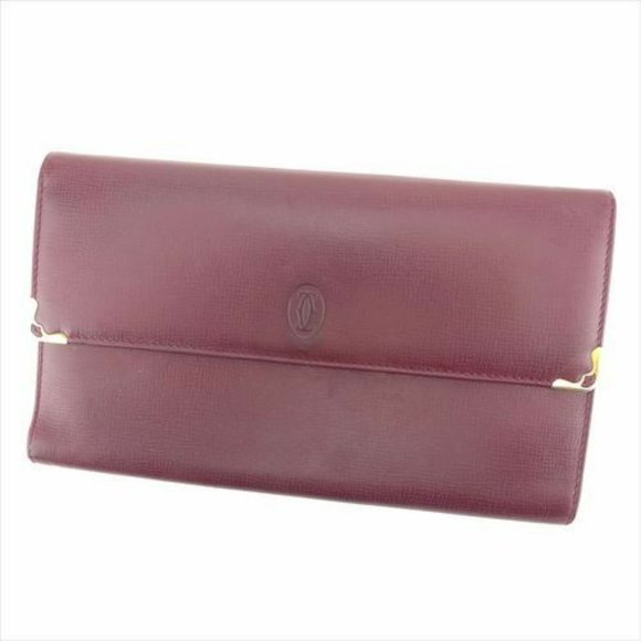 Cartier Handbags - Cartier Wallet Purse Trifold Mastline Red Woman unisex Authentic Used T7270